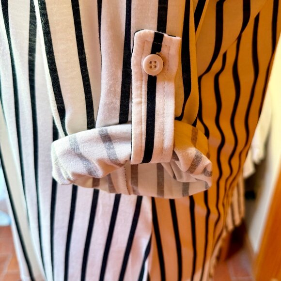 NineDaily XXL Black/White Striped 3/4 Zip Top - Picture 4 of 5